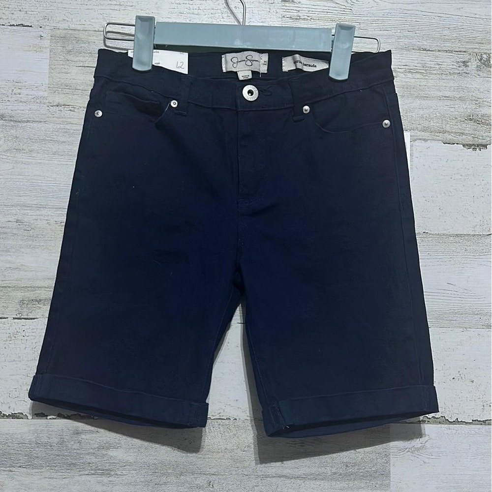 Jessica Simpson Bermuda Shorts Girls 12 Navy Blue Cuffed Cherish NWT